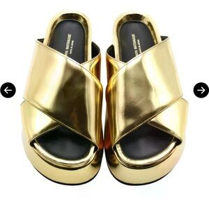 Junya Watanabe metallic platform slip ons